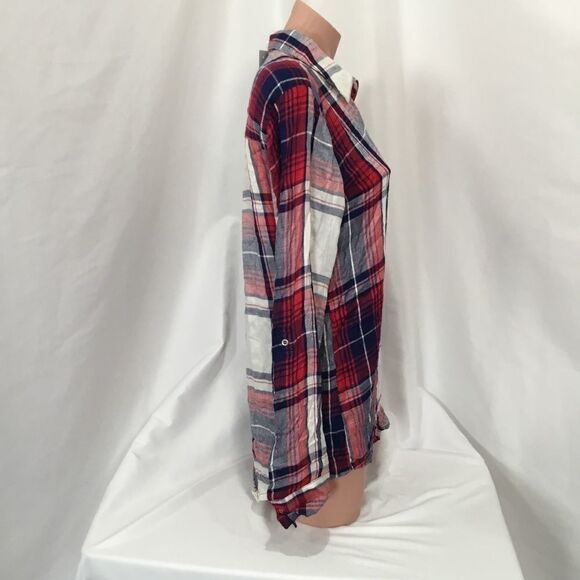 Love, Fire Plaid Button Down Shirt In Red (C15) - Picture 4 of 7